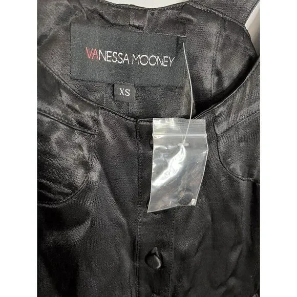 NEW Vanessa Mooney Elisabeth Romper Mini Dress Size XS Black Satin